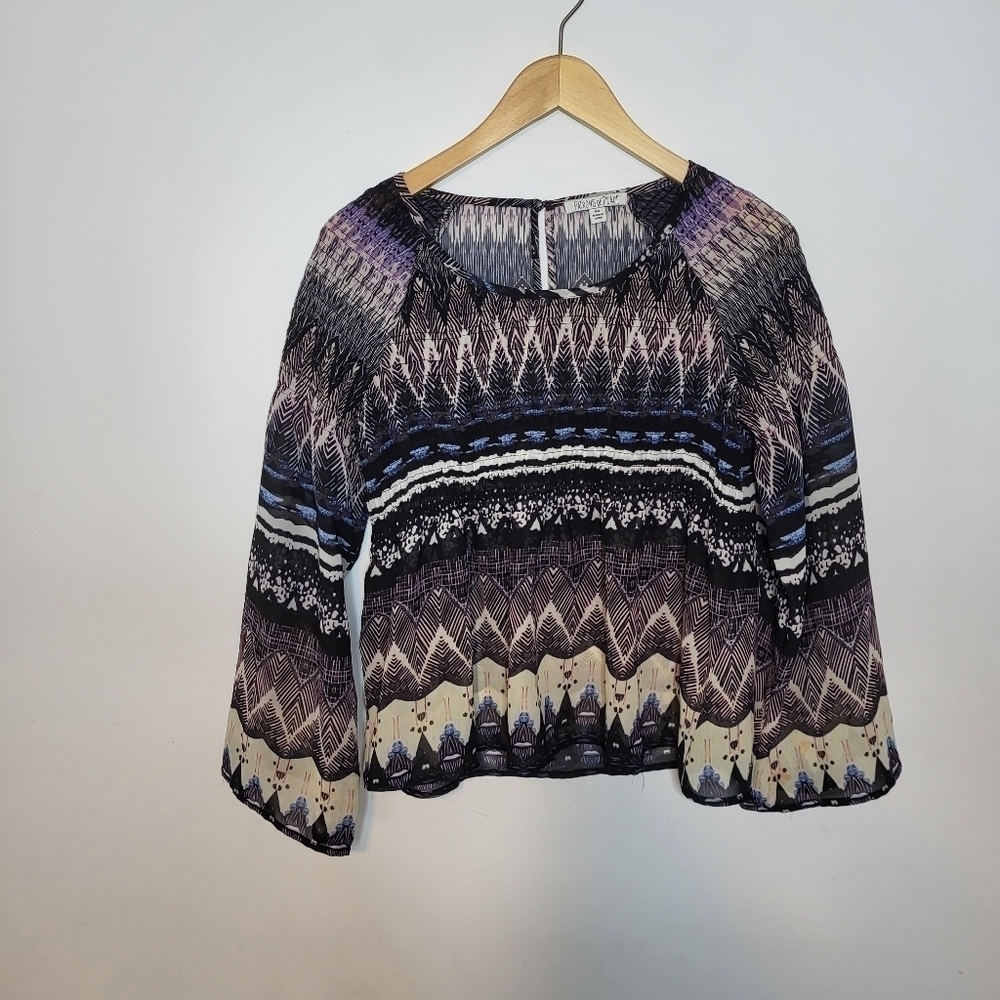 Patrons of Peace Smocked Abstract print Top Size M